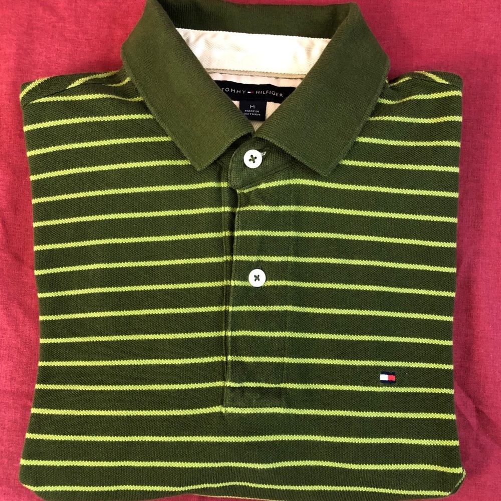 Green striped Tommy Hilfigar polo